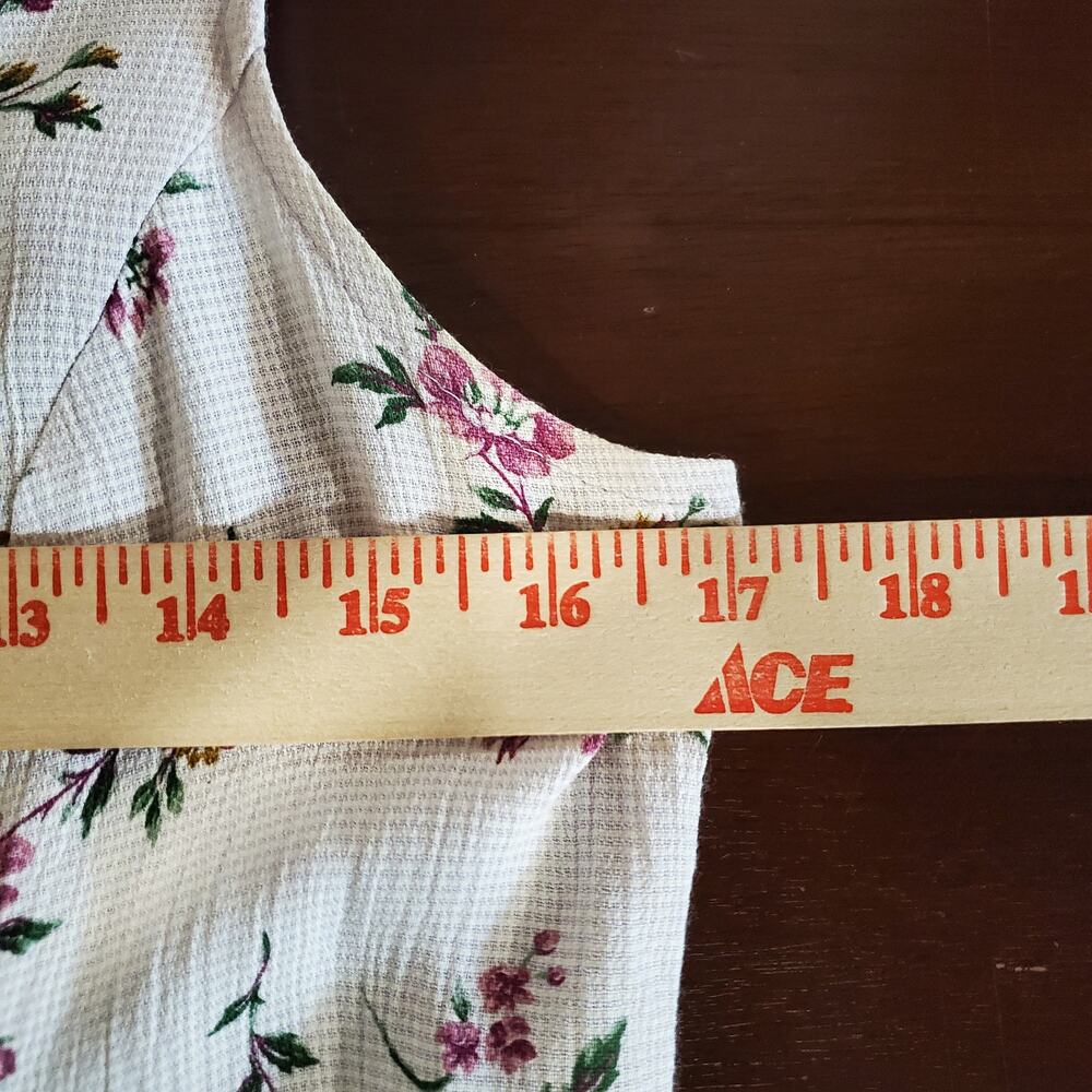 Vtg 90s Floral Micro Gingham Check Cottagecore Tieback Midi Dress Size 8 Fairy - Picture 7 of 9
